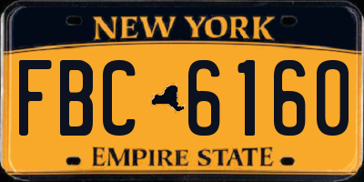 NY license plate FBC6160