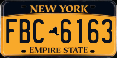 NY license plate FBC6163