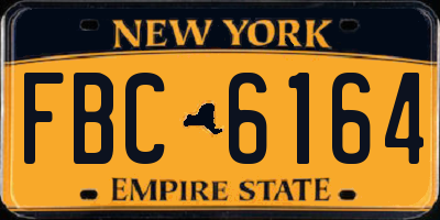 NY license plate FBC6164