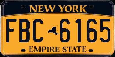NY license plate FBC6165