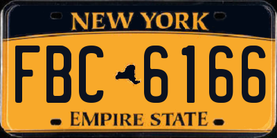NY license plate FBC6166