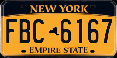 NY license plate FBC6167