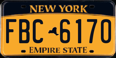 NY license plate FBC6170