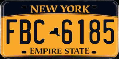 NY license plate FBC6185