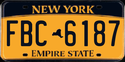 NY license plate FBC6187