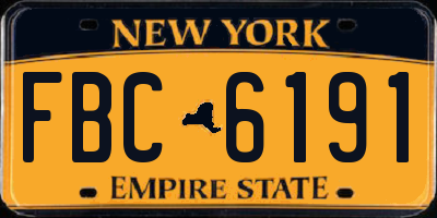 NY license plate FBC6191