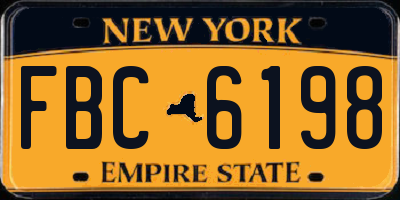 NY license plate FBC6198