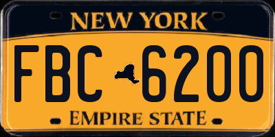 NY license plate FBC6200