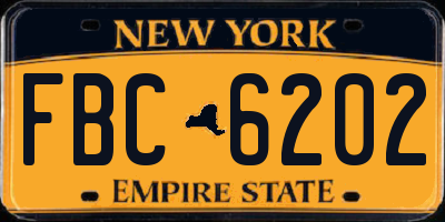 NY license plate FBC6202