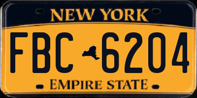 NY license plate FBC6204