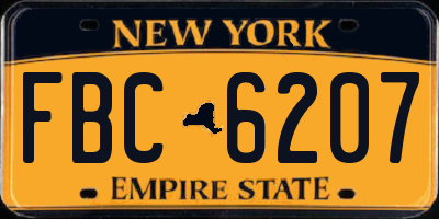 NY license plate FBC6207