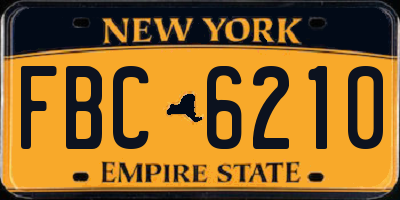 NY license plate FBC6210