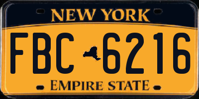 NY license plate FBC6216