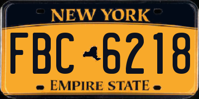 NY license plate FBC6218