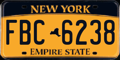 NY license plate FBC6238