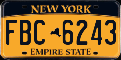 NY license plate FBC6243