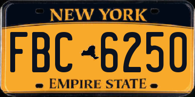 NY license plate FBC6250