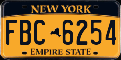 NY license plate FBC6254