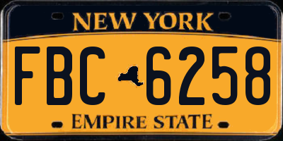 NY license plate FBC6258