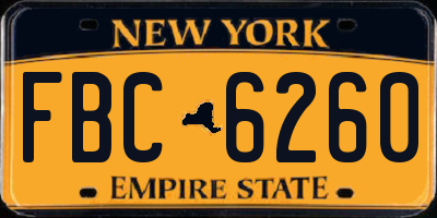 NY license plate FBC6260