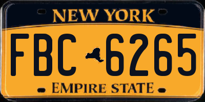 NY license plate FBC6265
