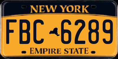NY license plate FBC6289