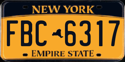 NY license plate FBC6317