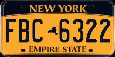 NY license plate FBC6322
