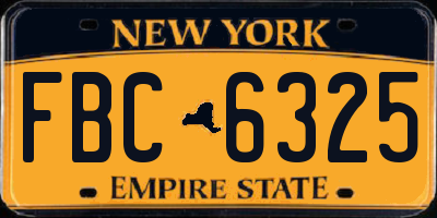 NY license plate FBC6325