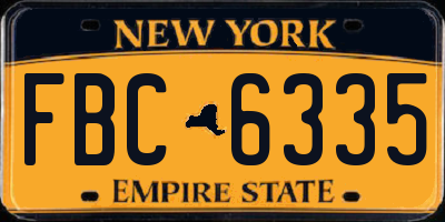 NY license plate FBC6335