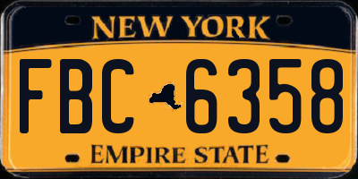 NY license plate FBC6358