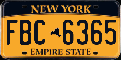 NY license plate FBC6365