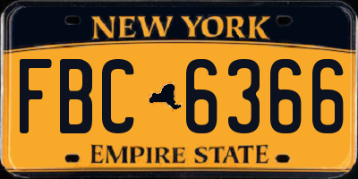 NY license plate FBC6366