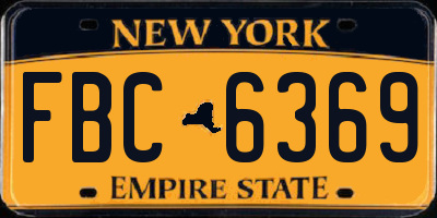 NY license plate FBC6369