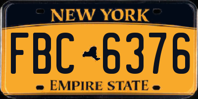 NY license plate FBC6376
