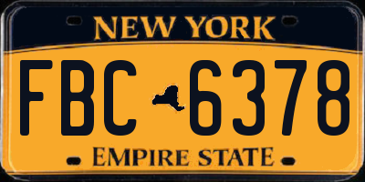 NY license plate FBC6378