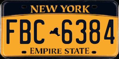 NY license plate FBC6384