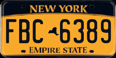 NY license plate FBC6389