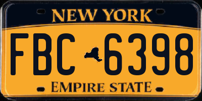 NY license plate FBC6398