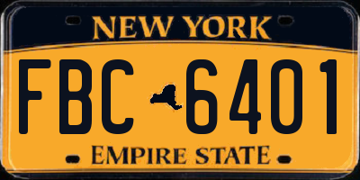 NY license plate FBC6401