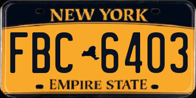 NY license plate FBC6403