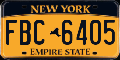 NY license plate FBC6405