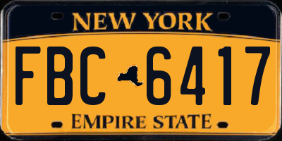 NY license plate FBC6417