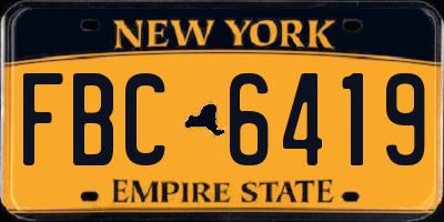 NY license plate FBC6419