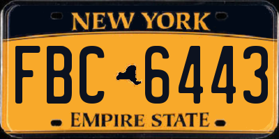 NY license plate FBC6443