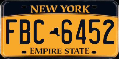 NY license plate FBC6452