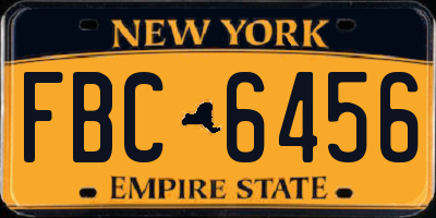 NY license plate FBC6456