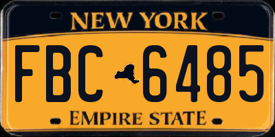 NY license plate FBC6485