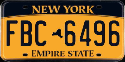 NY license plate FBC6496