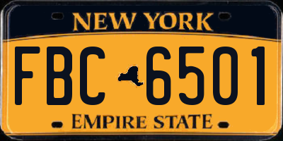 NY license plate FBC6501